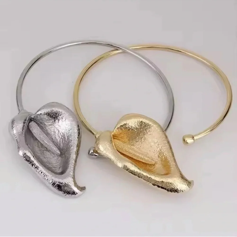 Zara Statement Gold Calla Lily Choker Necklace